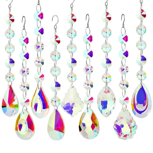 AB Color Eco-Friendly Fairy Style Hanging Crystals Suncatchers Colored Glass Tear Drops Prisms Pendant Beads for Windows Garden