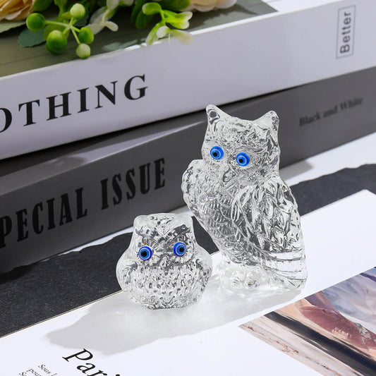 Owl Blue Eyes Crystal Crafts Glass Parent-child Decoration Ornaments Living Room Home Decoration Home Crystal Decor