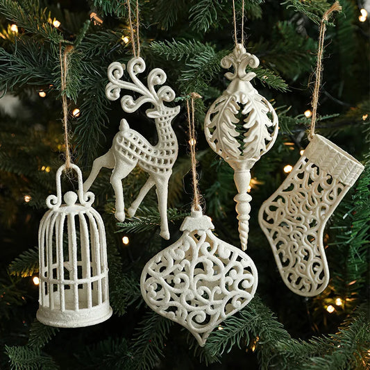 Xmas Elk Pentagram Christmas Tree Ornaments Snowflakes Hangable Ornaments Christmas Pendant for Winter Christmas Tree Ornaments