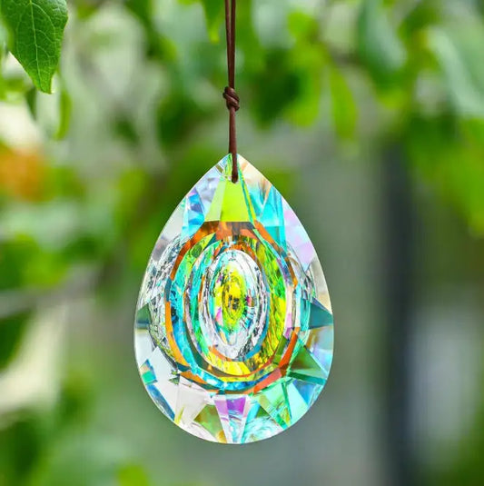 Briliant Crystal 89mm AB Crystal Window Hanging Carved Prism Hyaline Rainbow Suncatcher Chandelier for Halloween Healing Crystal
