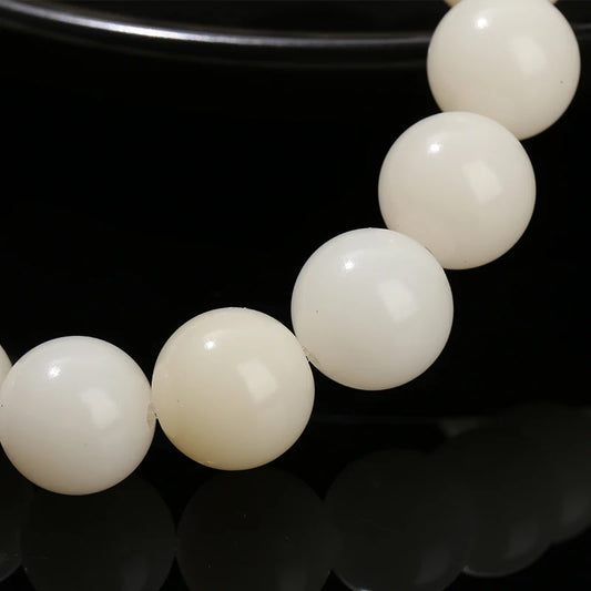 Bracelet Buddha Bead Rosary Bead Bracelet Jewelry Natural White Jade Bodhi Root Bead Classic Daily Wear Bracelet
