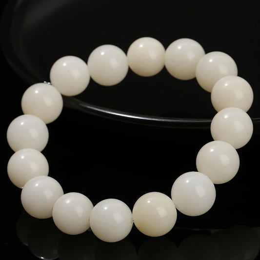 Bracelet Buddha Bead Rosary Bead Bracelet Jewelry Natural White Jade Bodhi Root Bead Classic Daily Wear Bracelet
