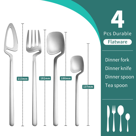 Modern Hanging Design Flatware 4 Pcs Creative Silverware Stainless Steel Knife Spoon Fork Unique Cutlery Set