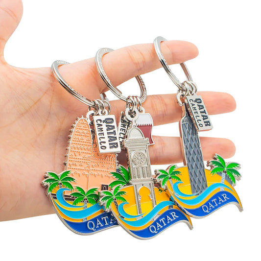 Custom Logo Enamel Metal Keychain Wholesale Dubai Souvenir Burj Khalifa Landmark Zinc Alloy Personalized Engraved Key Ring