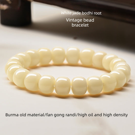 High density white jade Bodhi root bracelet Myanmar old bead Bodhi child rosary plate play bracelet beaded DIY loose beads with